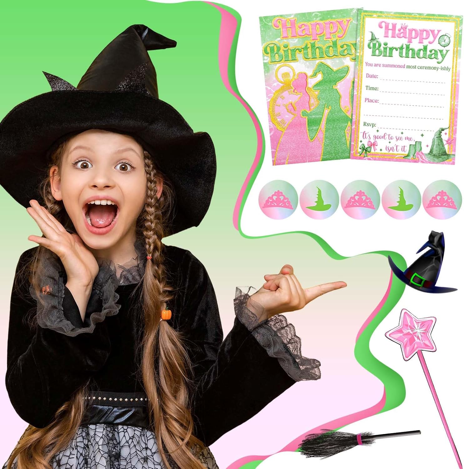 Kavoc 24 Pack Witch Invitation Cards with Envelopes