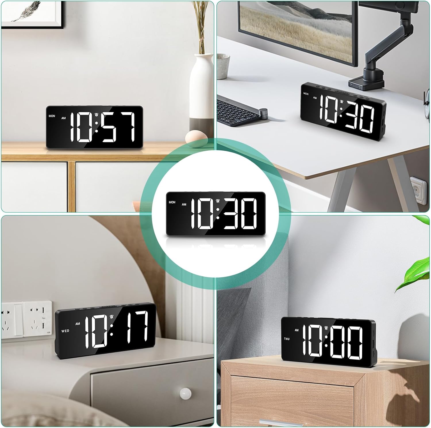ORIA Digital Alarm Clock with Large Display and Adjustable Brightness