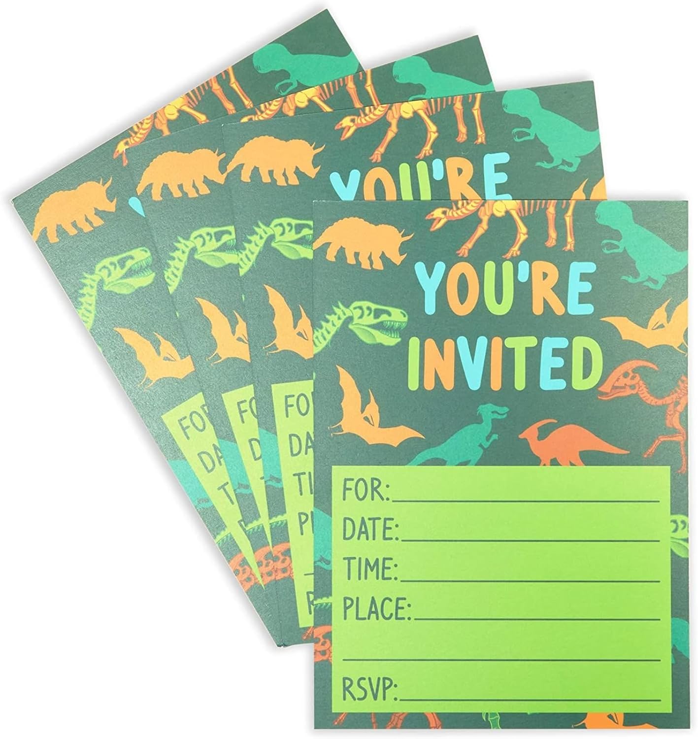 Blue Panda Green Dinosaur Party Invitations 5x7 36 Pack Kids Birthday Invites