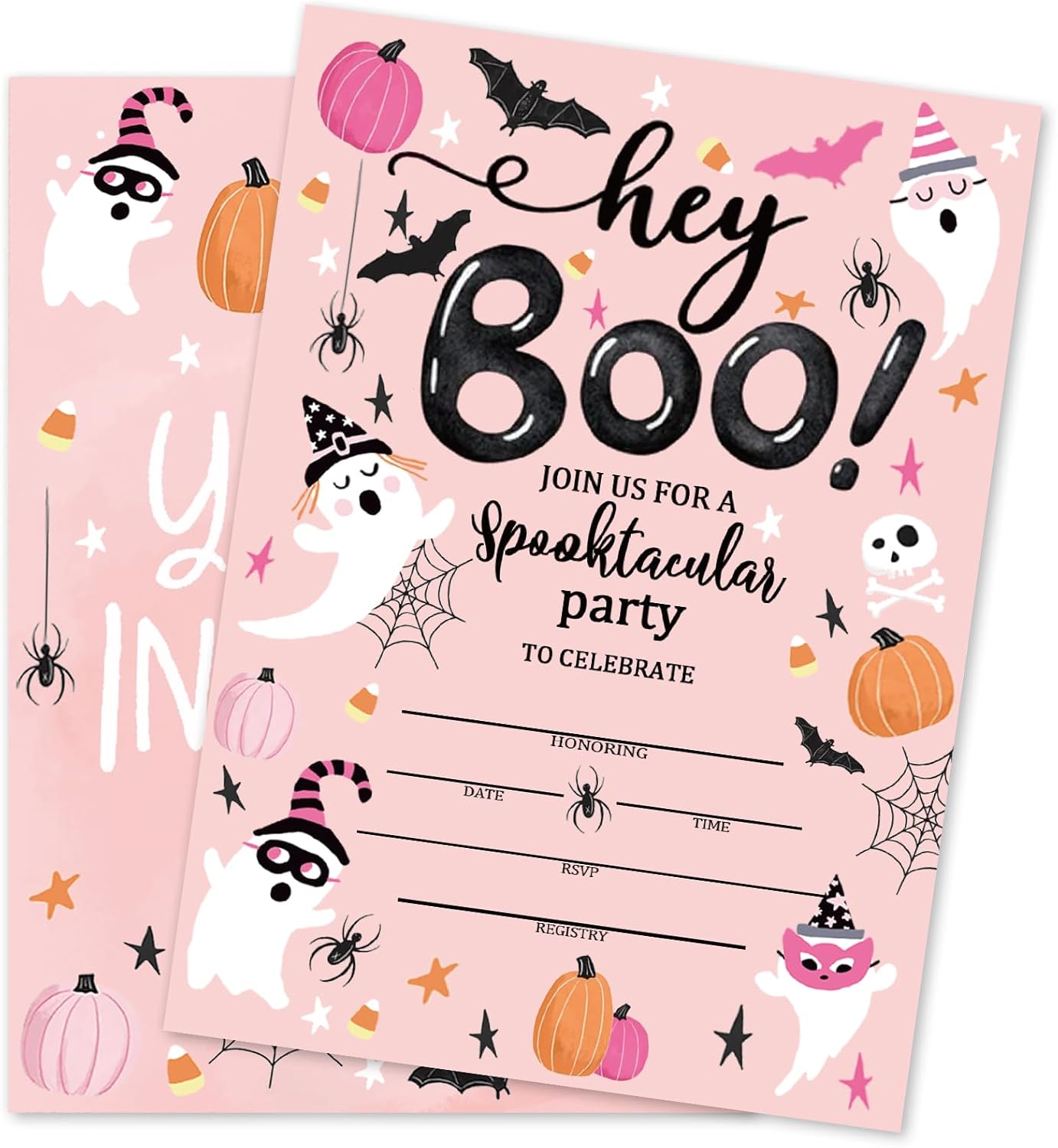 Whaline 25 Halloween Boo Invitations with Envelopes and Stickers