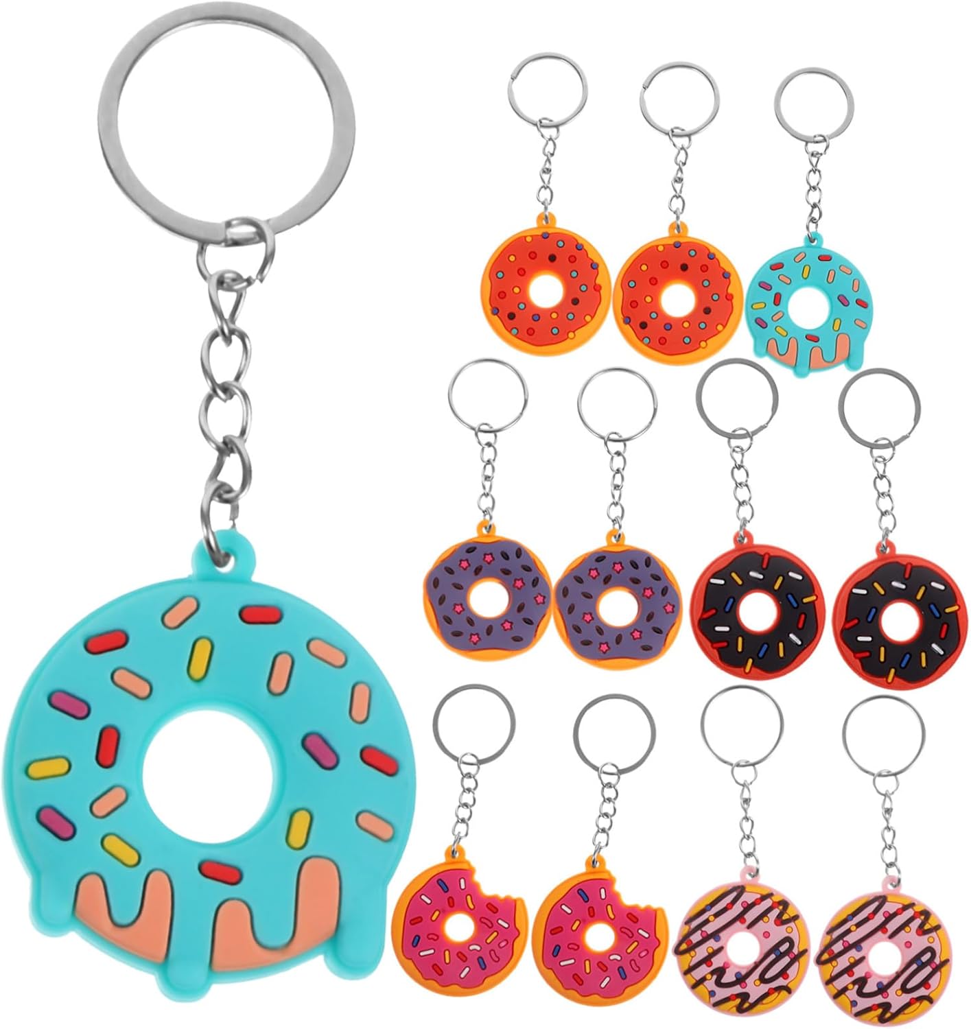 12pcs Cute PVC Donut Keychain Pack