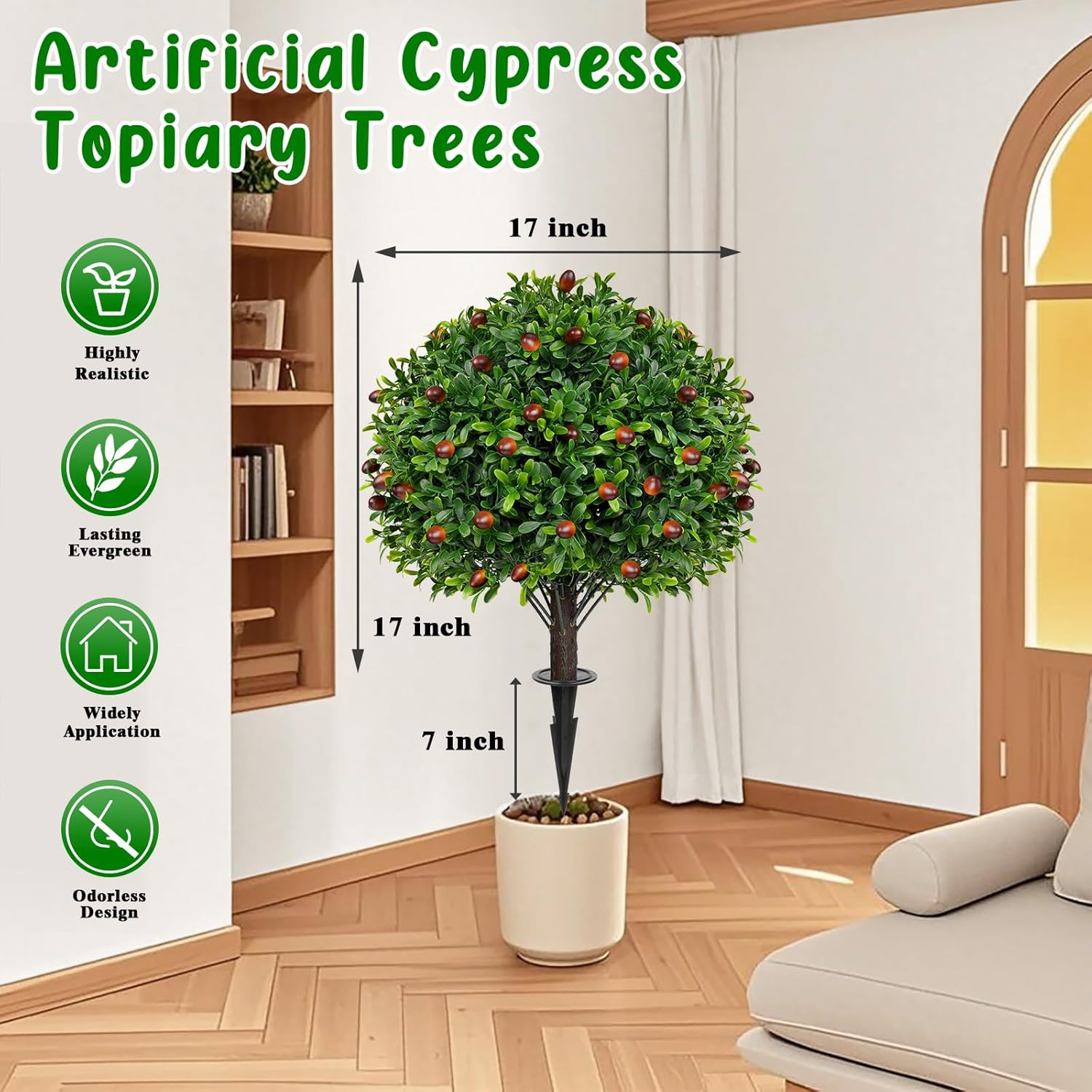 Artificial Boxwood Topiary Set of 2 for Porch and Outdoor