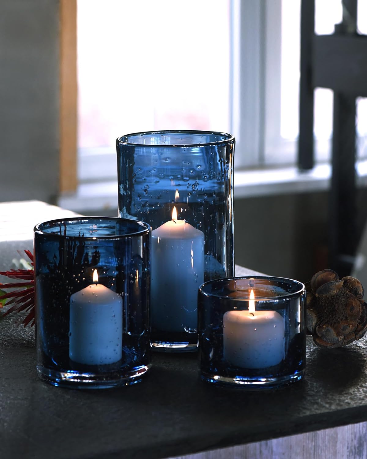 ARIAMOTION Glass Hurricane Candle Holders Set of 3