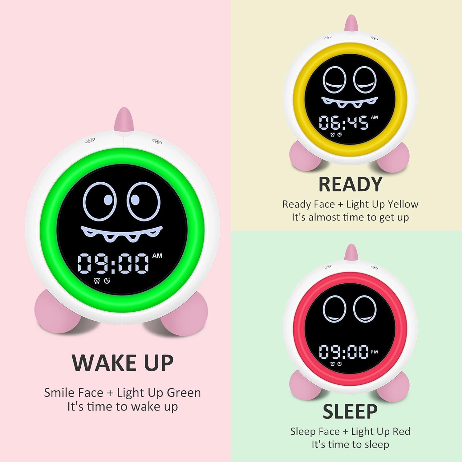 Kids Dinosaur Alarm Clock with Night Light and Sound Machine