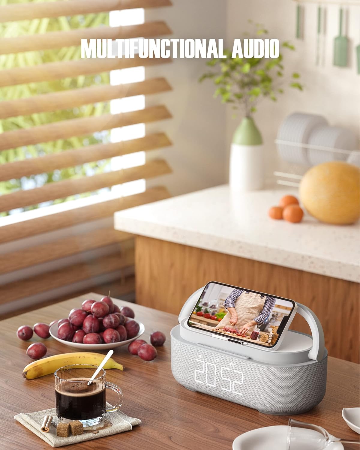 COLSUR 6 in 1 Bluetooth Speaker with Wireless Charger and LED Night Light
