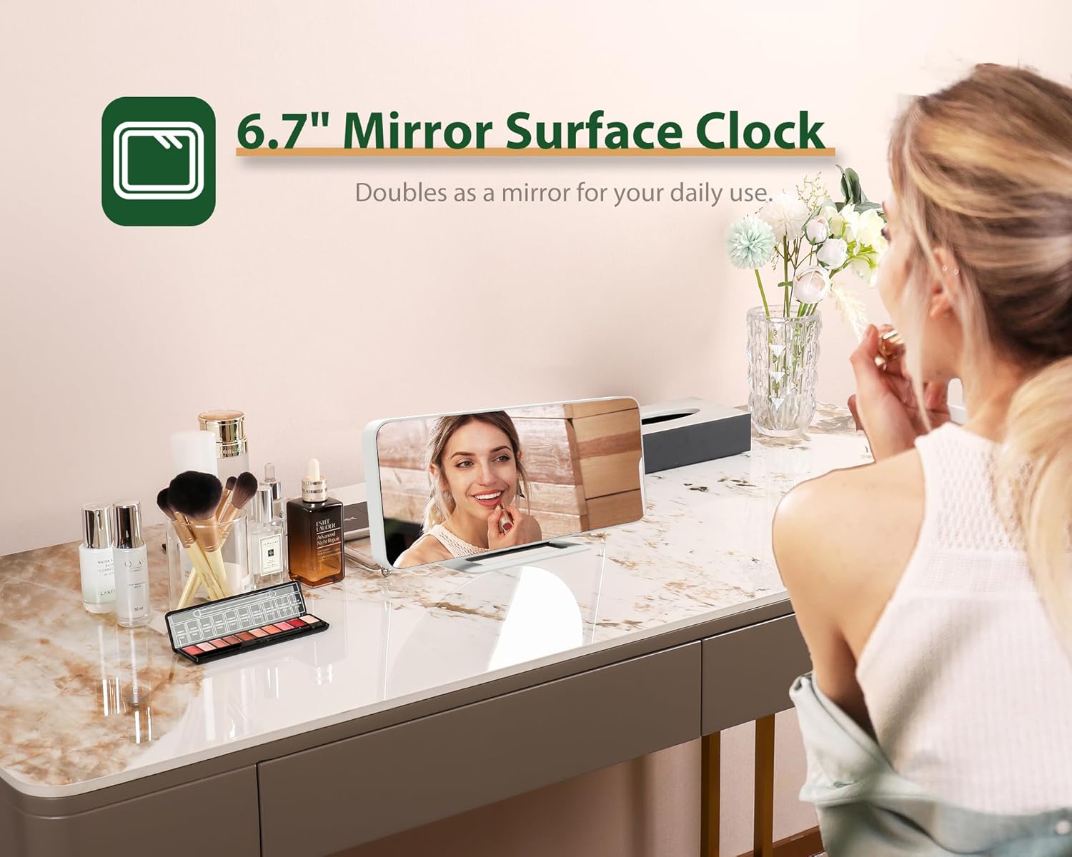 67 Inch Digital Alarm Clock with Temperature Display