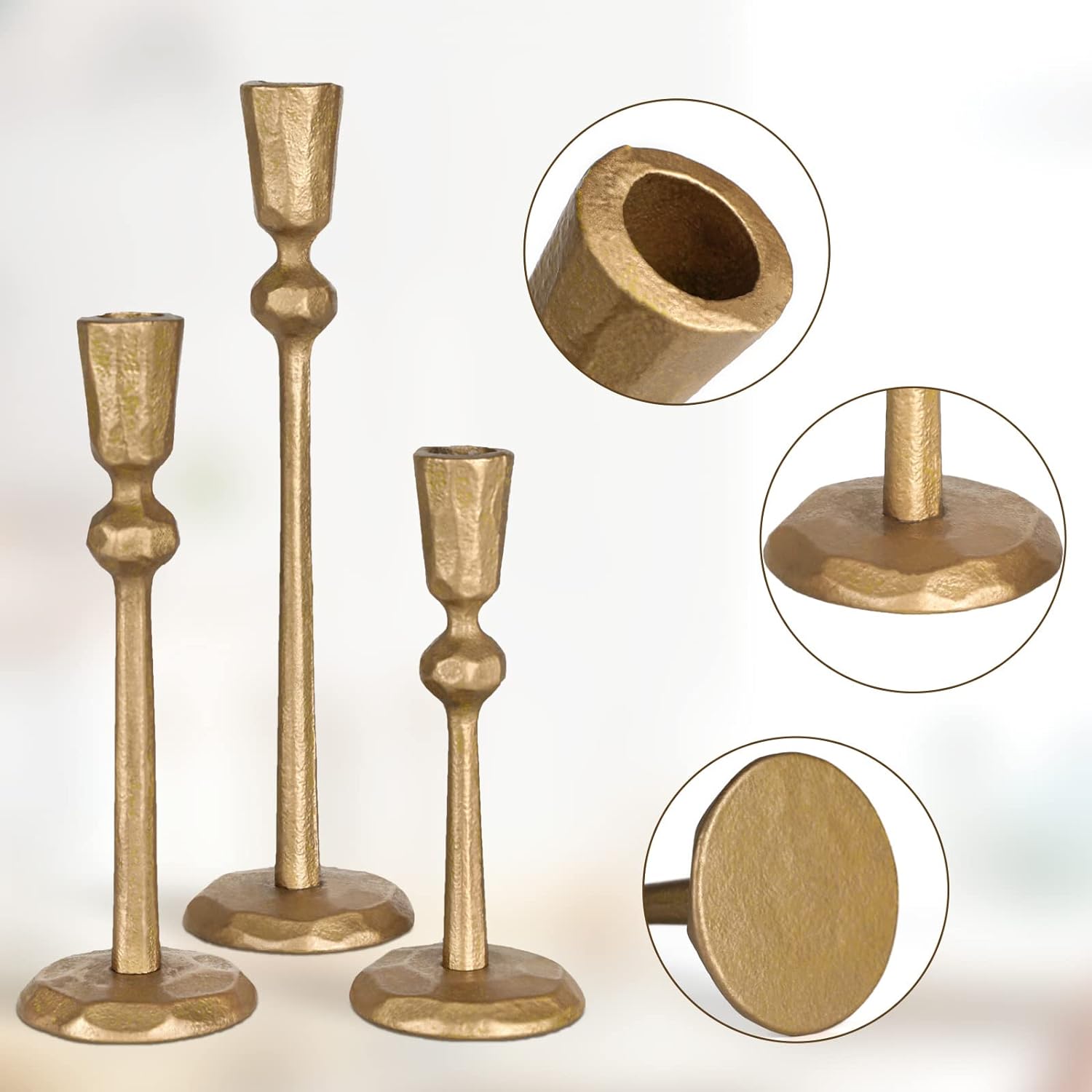 Antique Brass Taper Candle Holder Set of 3
