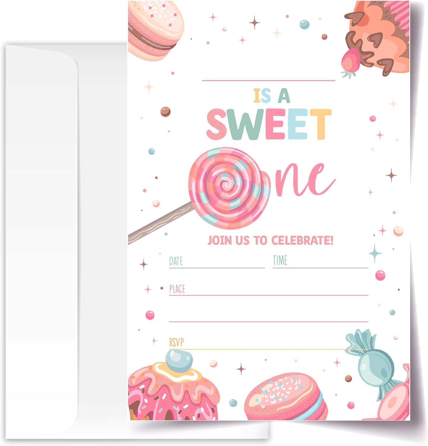 4x6 Sweet One Birthday Invitations with Envelopes