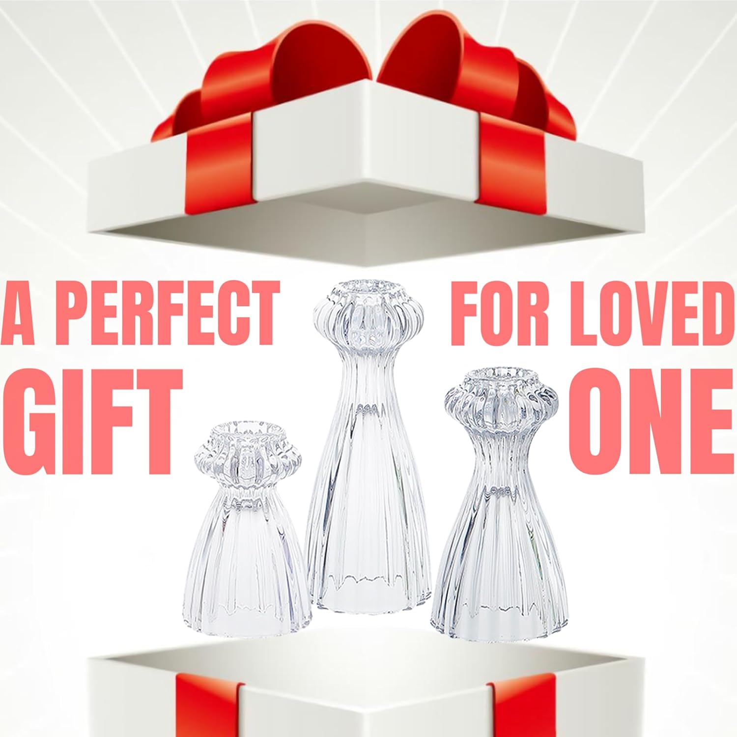 Lysenn Glass Candlestick Holder Set of 3