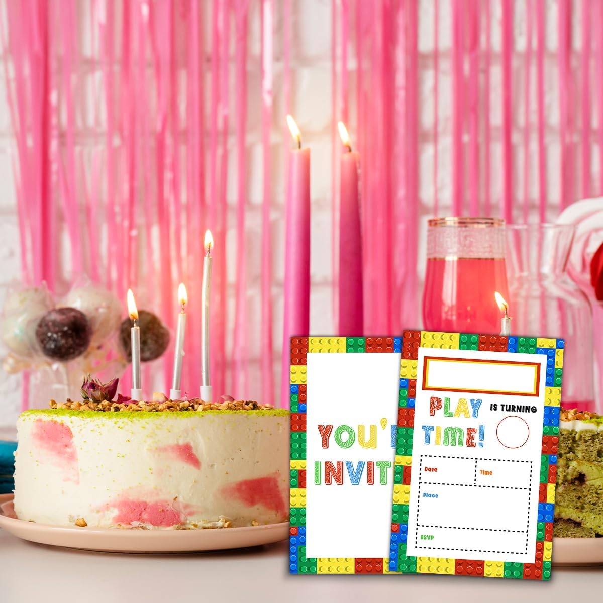 Qlnuk Building Blocks Birthday Invites With Envelopes Set of 20