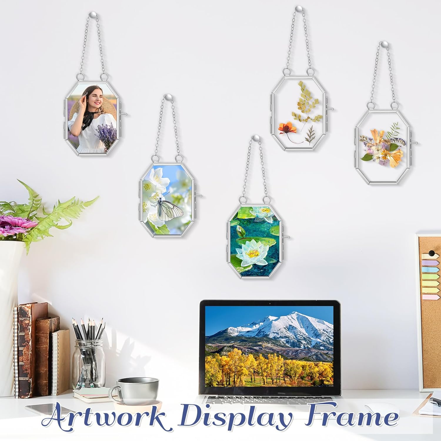 Marsui 6pcs Double Glass Frame for Pressed Flowers Silver