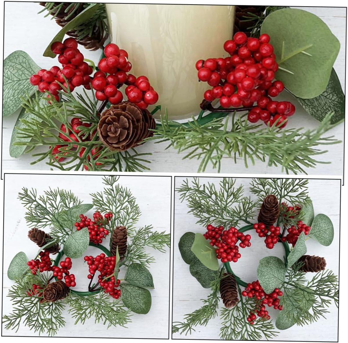 BESTYASH Christmas Candle Ring Wreath Artificial Decor
