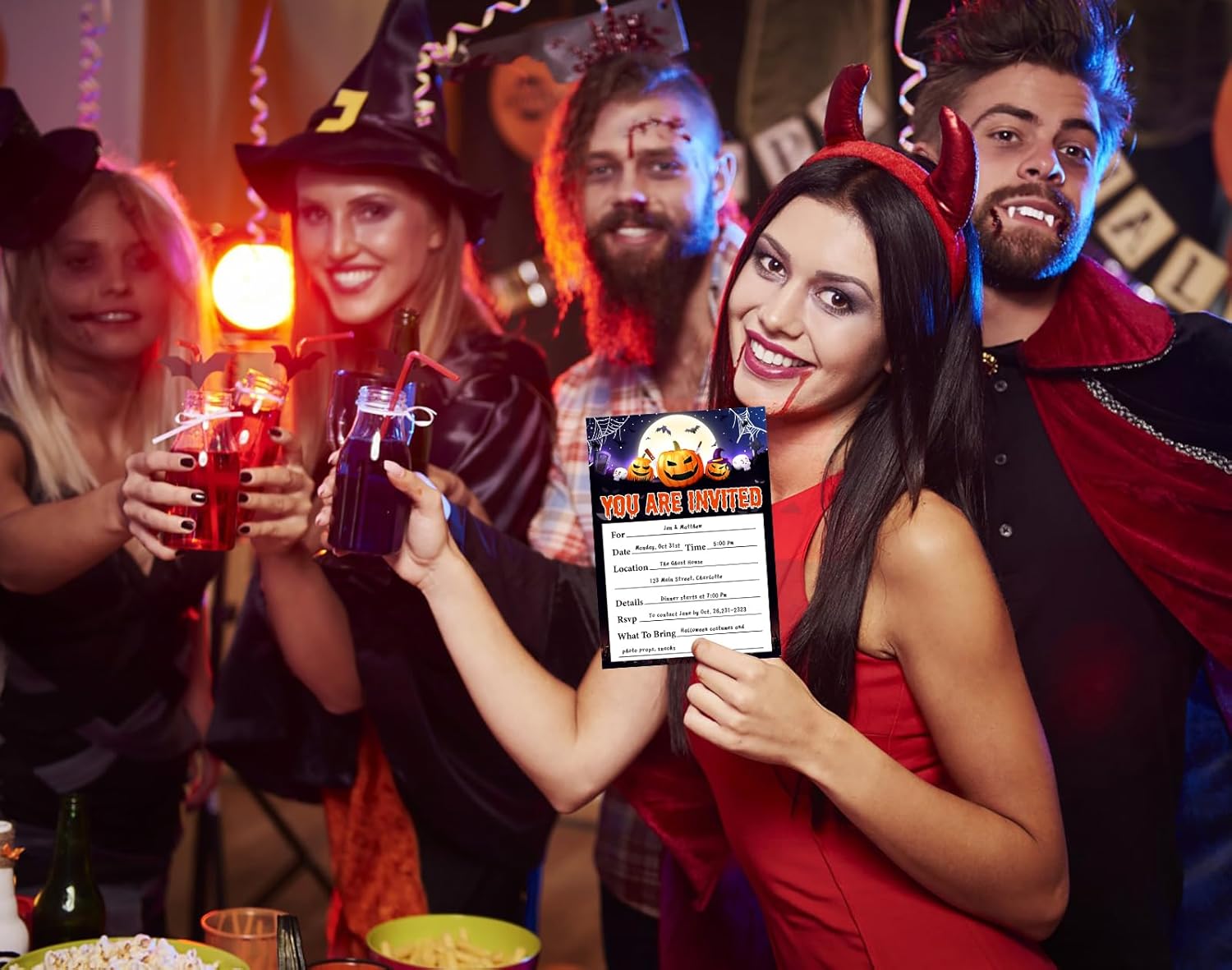 Spooky Halloween Party Invites 15 Set 5x7 Double Sided
