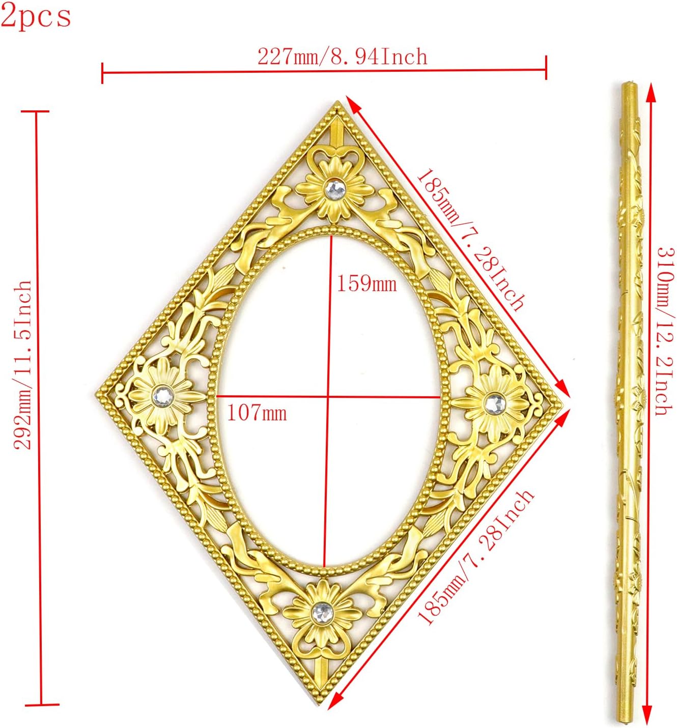 2 Pack Rhombic Gold Curtain Holdbacks with Fixed Rods