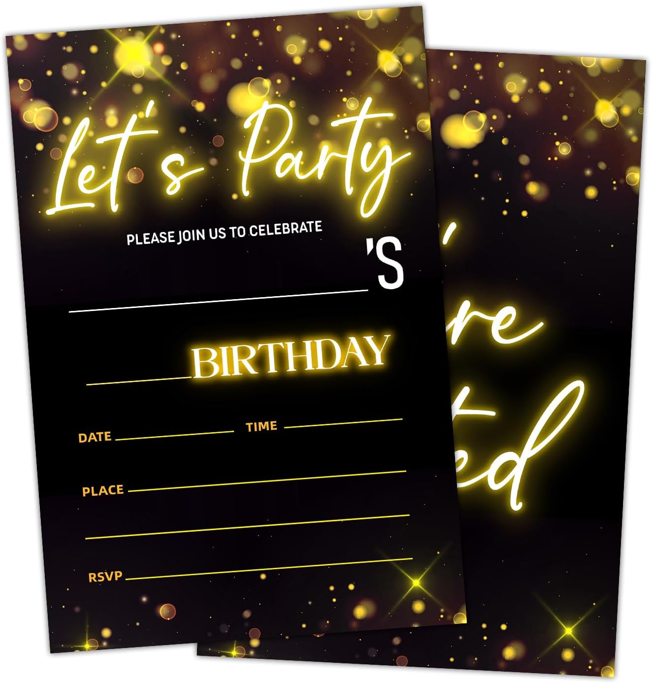 Lets Party Birthday Invites 20 Double Sided with Envelopes