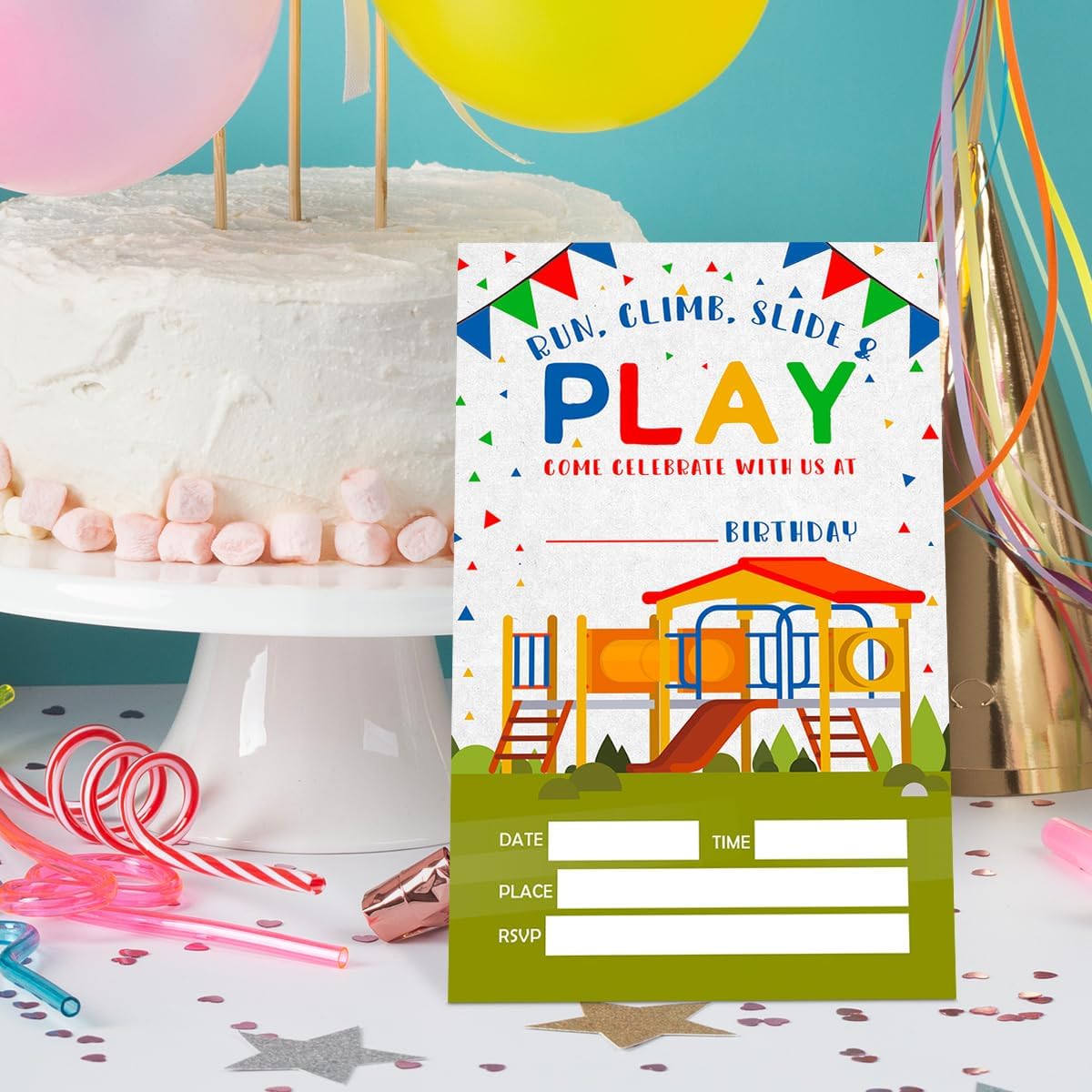 Birthday Invitations for Boy Kids Park with Envelopes Set of 20
