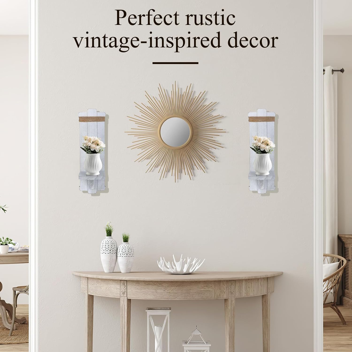 Alphatool Farmhouse Wall Decor Candle Sconces 2 Pcs