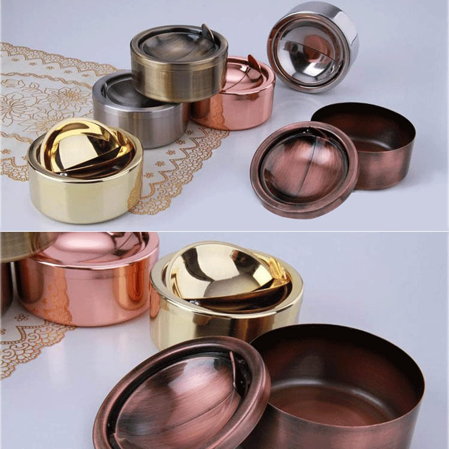 Hanlongyu Windproof Stainless Steel Ashtray with Lid
