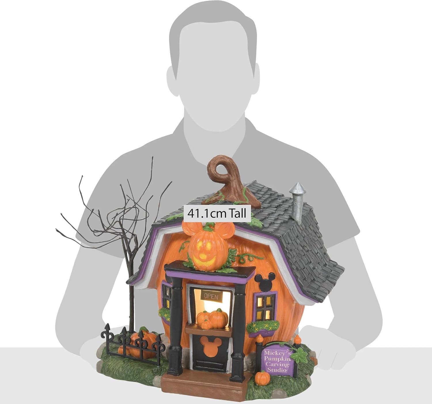 Department 56 Disney Halloween Pumpkin Town Mickey Mouse Carving Studio Lighted Building