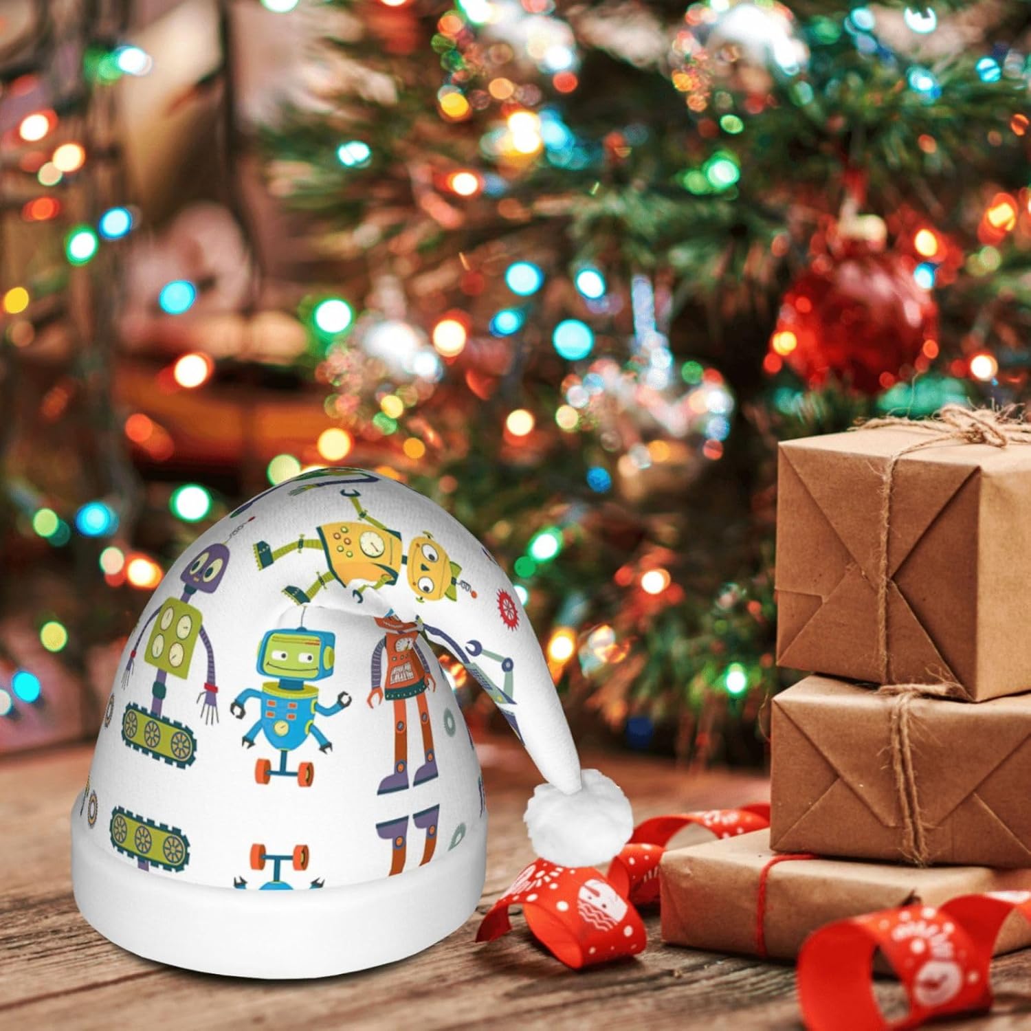 Cute Cartoon Robot Christmas LED Santa Hat for Festive Parties