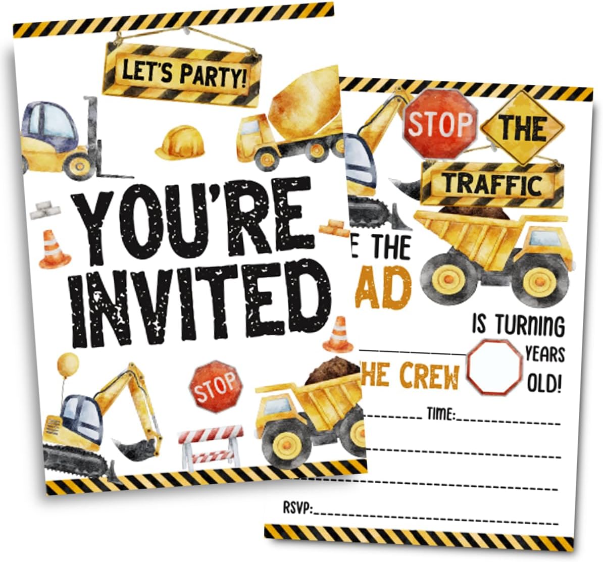 Construction Birthday Party Invitations with Dump Truck Design