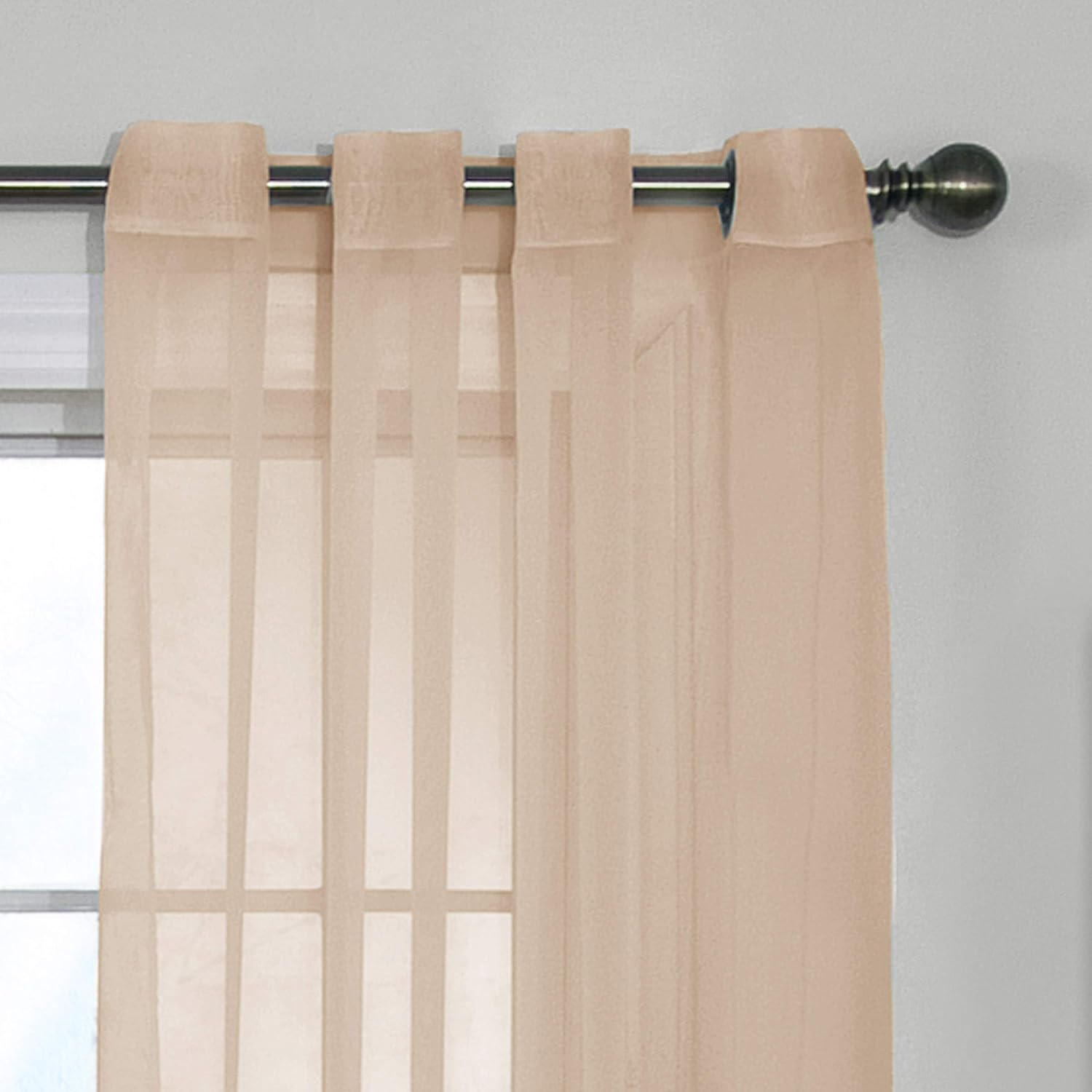 Odor Neutralizing Sheer Voile Grommet Curtain 59x95 Latte
