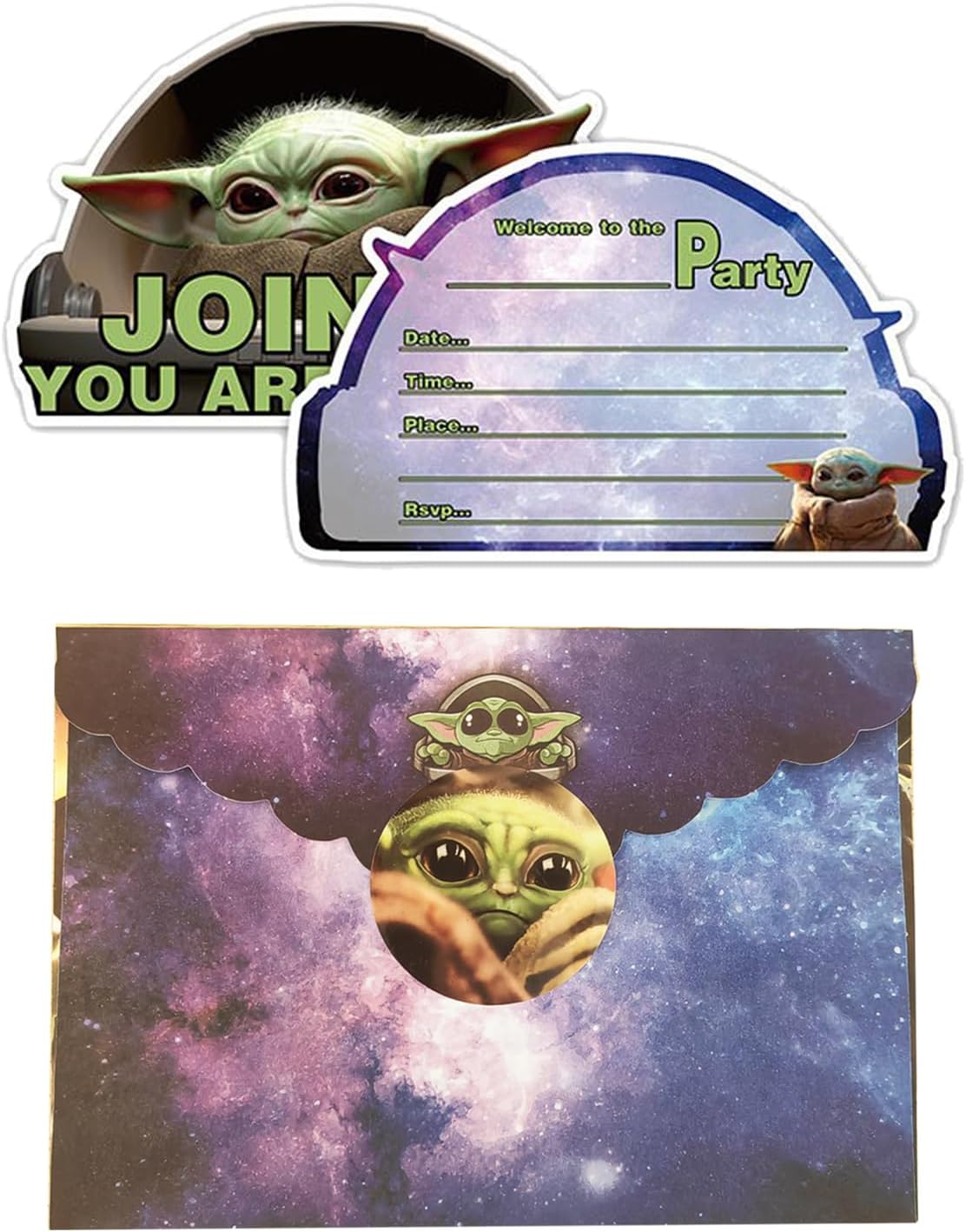 24 Pcs Baby Yoda Birthday Decorations with Invitations
