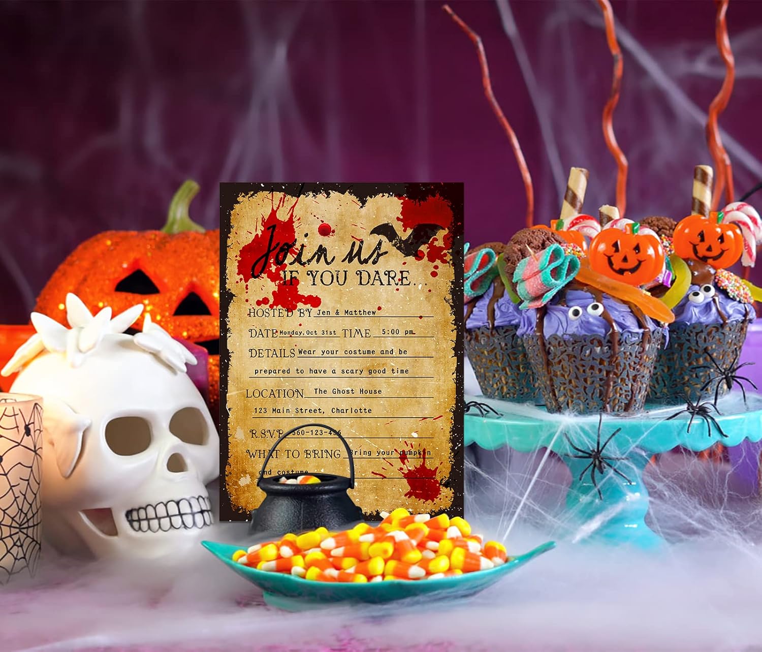 FLYAB Halloween Invitation Cards 12pcs with Envelopes