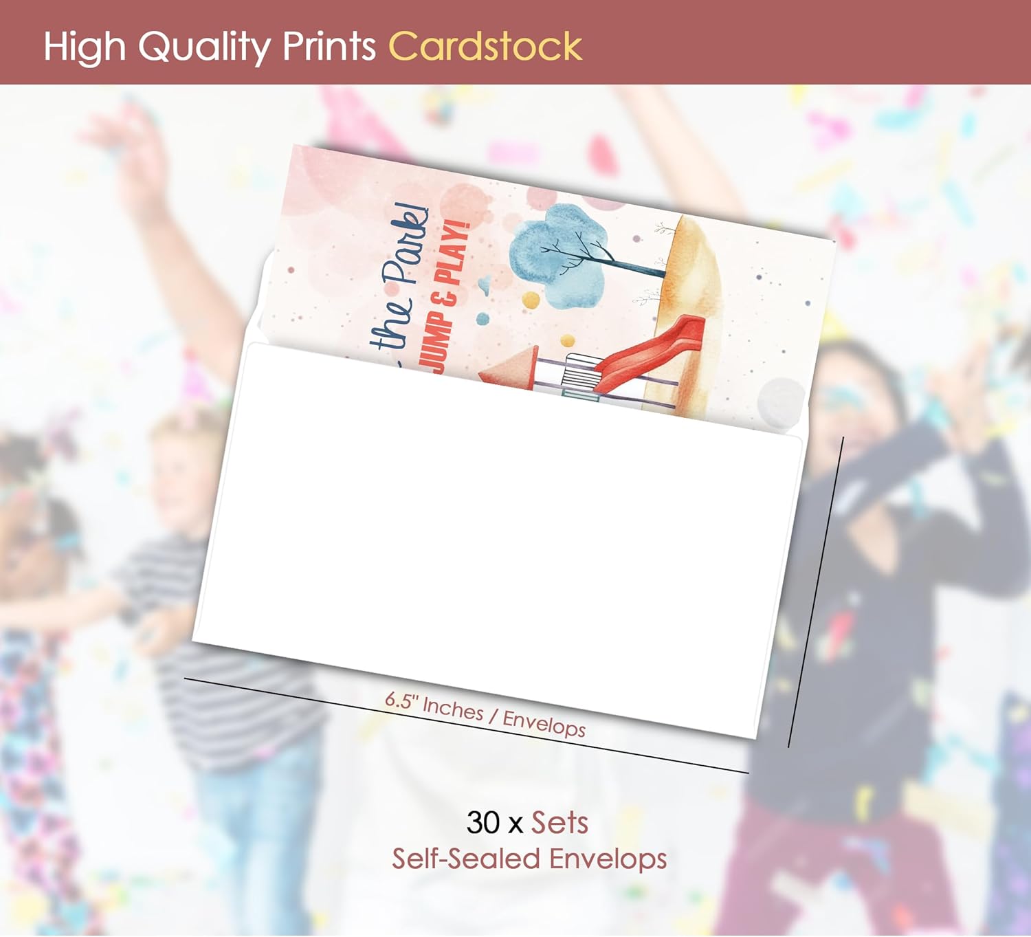 Playground Birthday Invitations for Kids 30 Sets with Envelopes