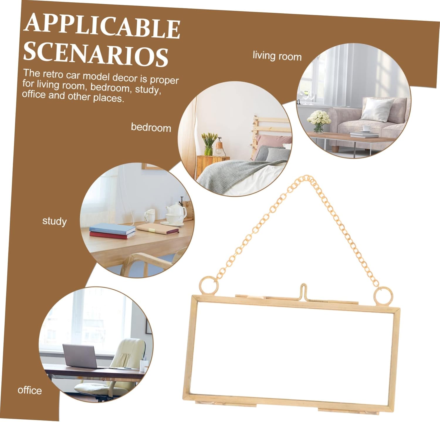 Healifty Brass Frame for Dried Flowers and Artwork Display