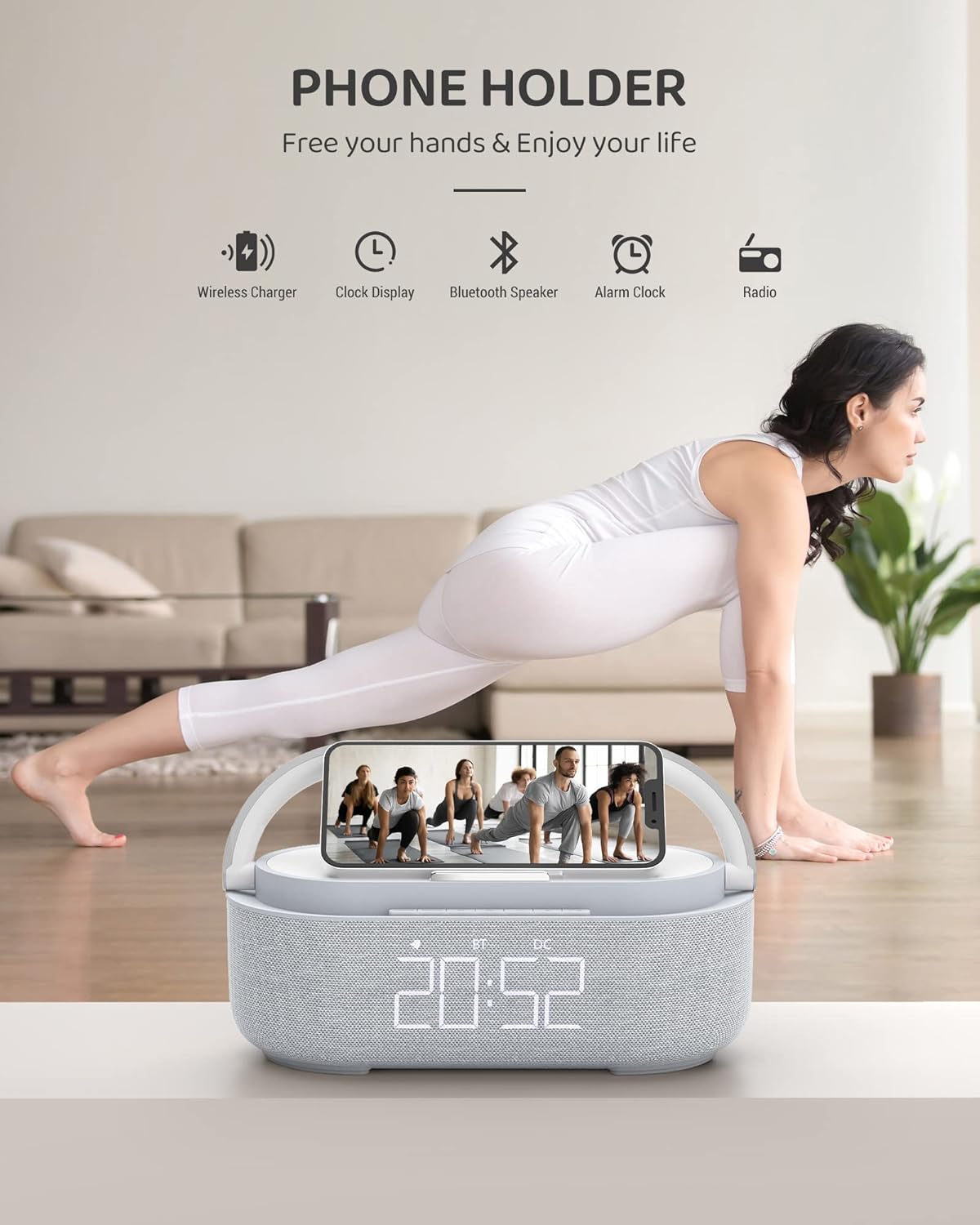 COLSUR 6 in 1 Bluetooth Speaker with Wireless Charger and LED Night Light