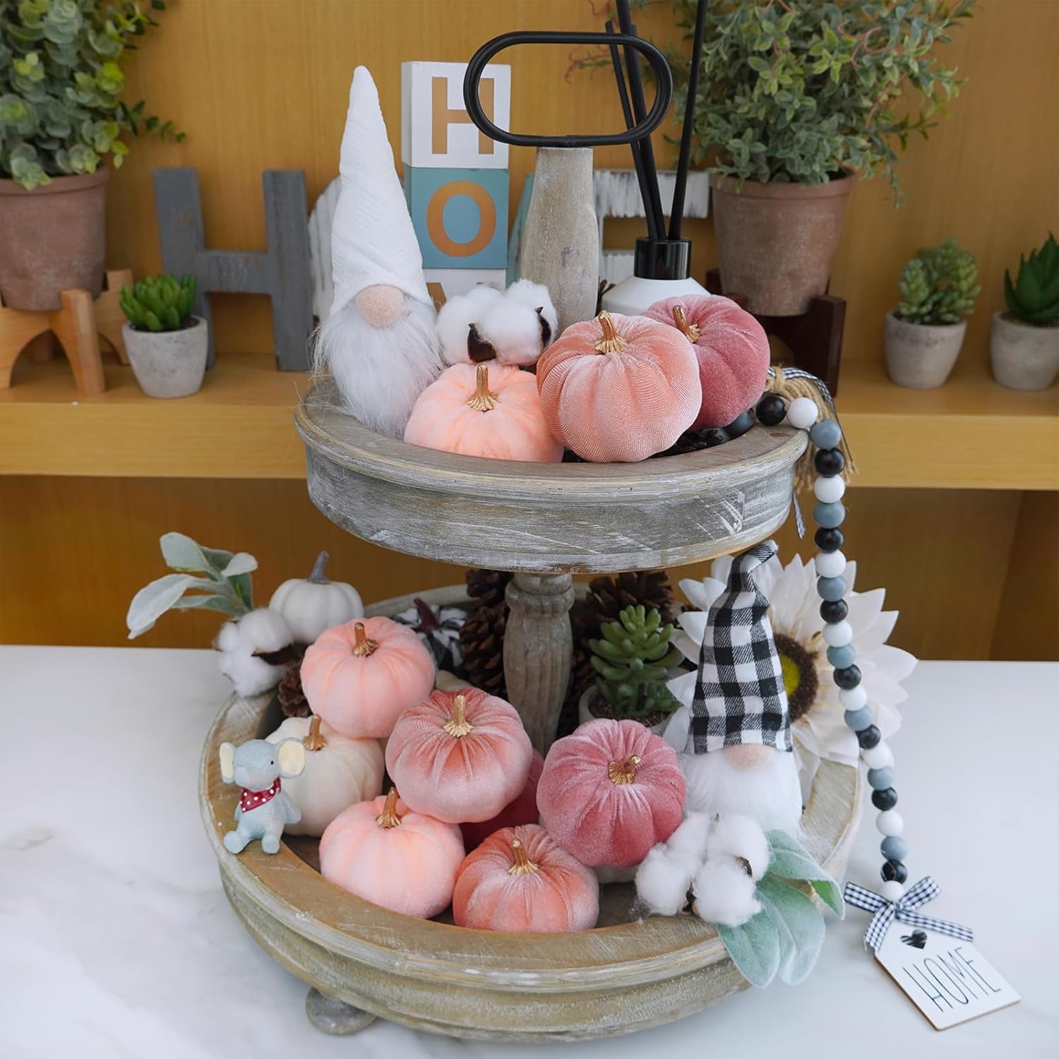 Winlyn 12 Pcs Small Velvet Pumpkin Decor Set