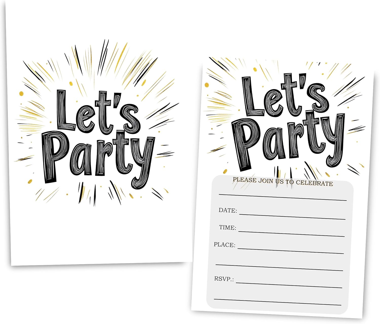 Simple Lets Party Birthday Invitations 30 Sets with Envelopes
