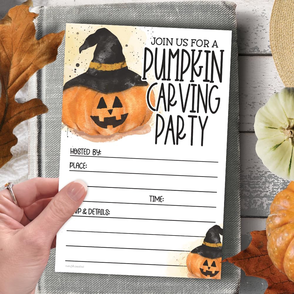 Pumpkin Carving Party Halloween Invitations 4x6