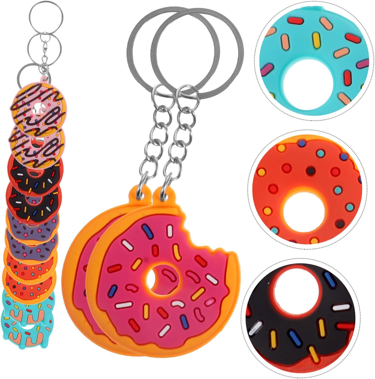 12pcs Cute PVC Donut Keychain Pack