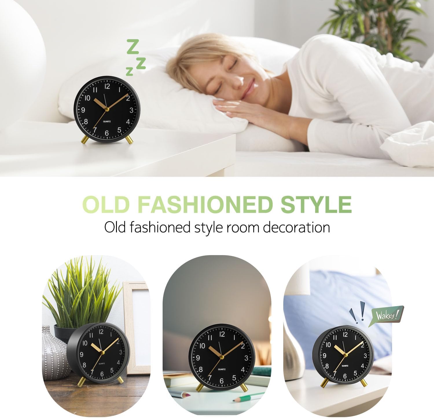 YouJabz Silent Analog Clock with Night Light