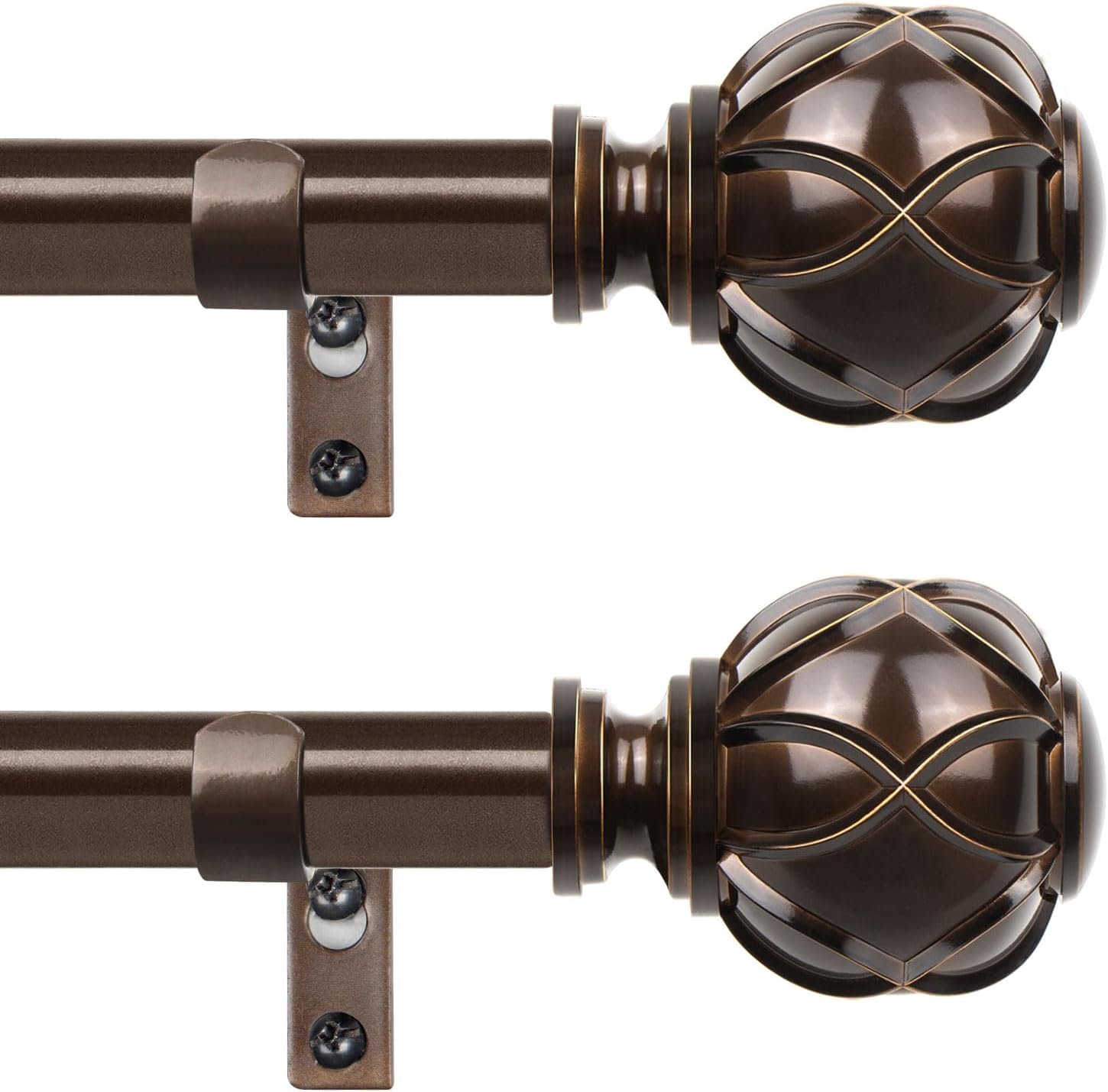 HOTOZON Bronze Curtain Rods 2 Pack Adjustable Splicing