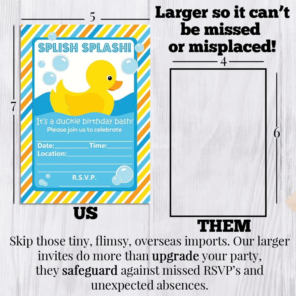 Little Rubber Duckie Birthday Invitations 20 Pack