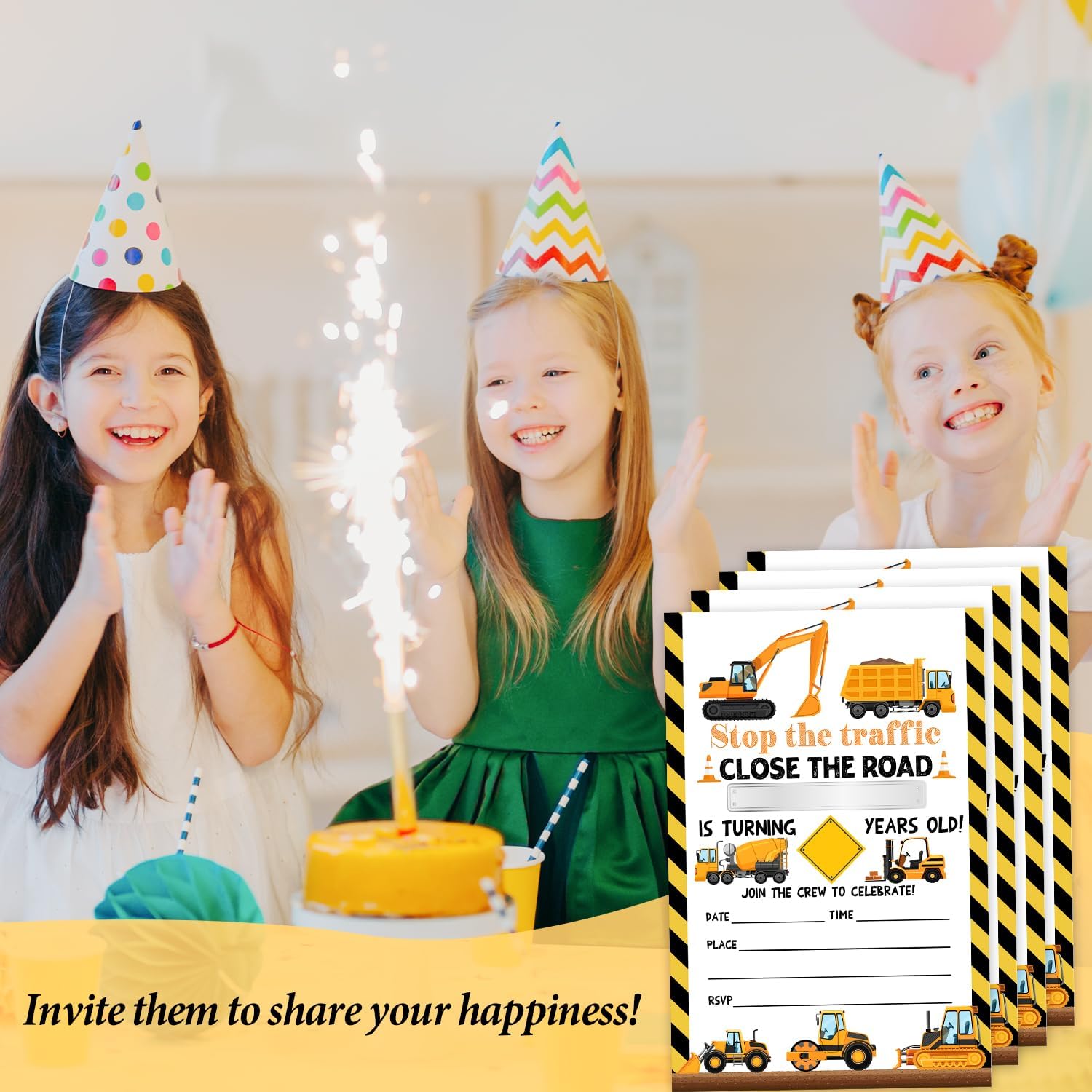 Construction Birthday Invitations with Envelopes 20 Set