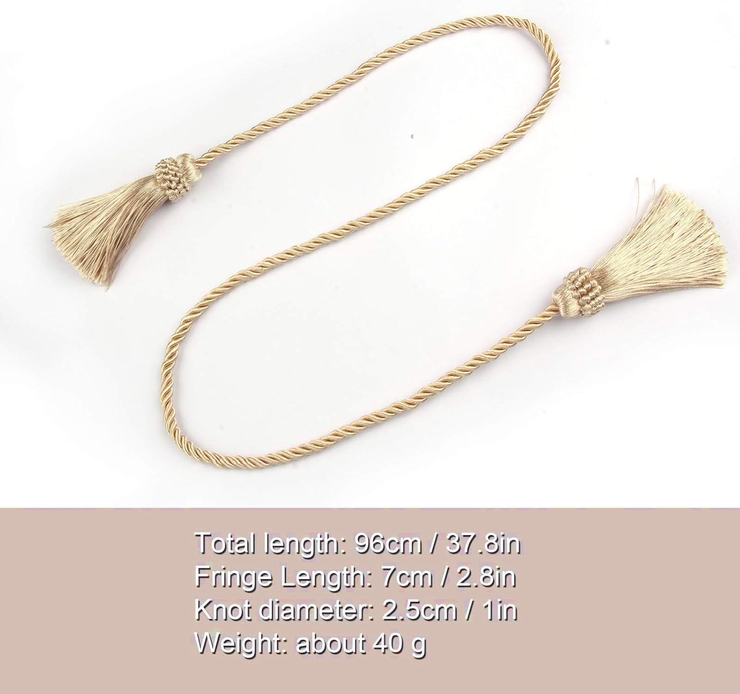 Fenghuangwu Curtain Tiebacks Handmade Decorative Holdbacks Rope with Tassel 2P