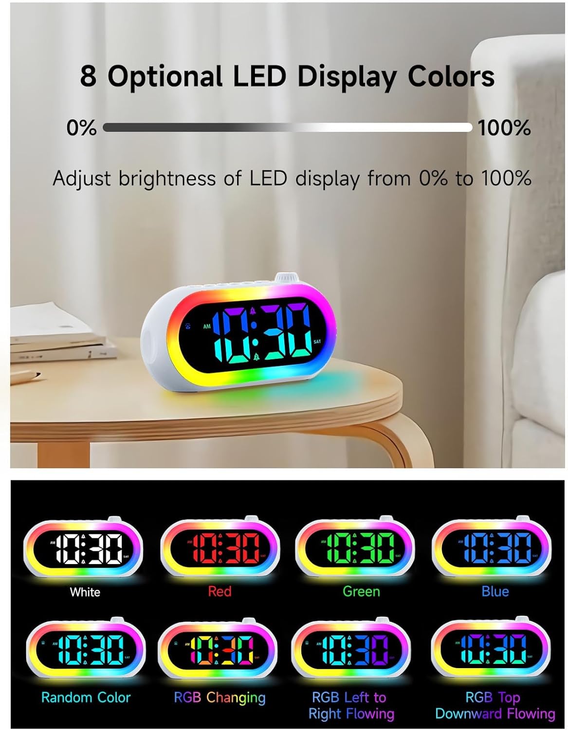 OCUBE Digital Alarm Clocks with Wake Up Light and Dual Alarms