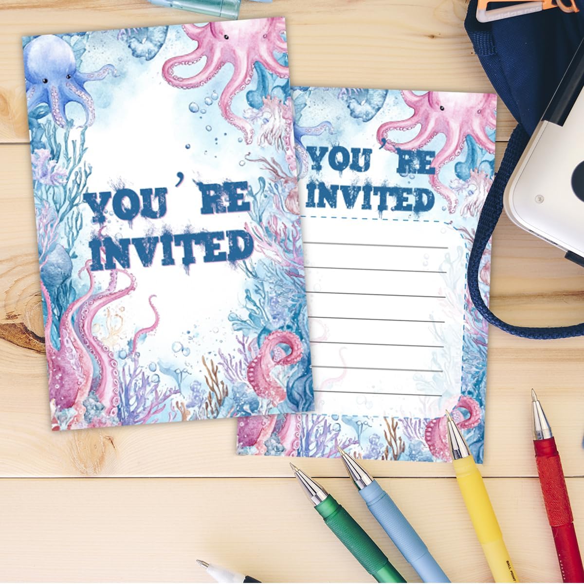 Under the Sea Octopus Birthday Party Invitations