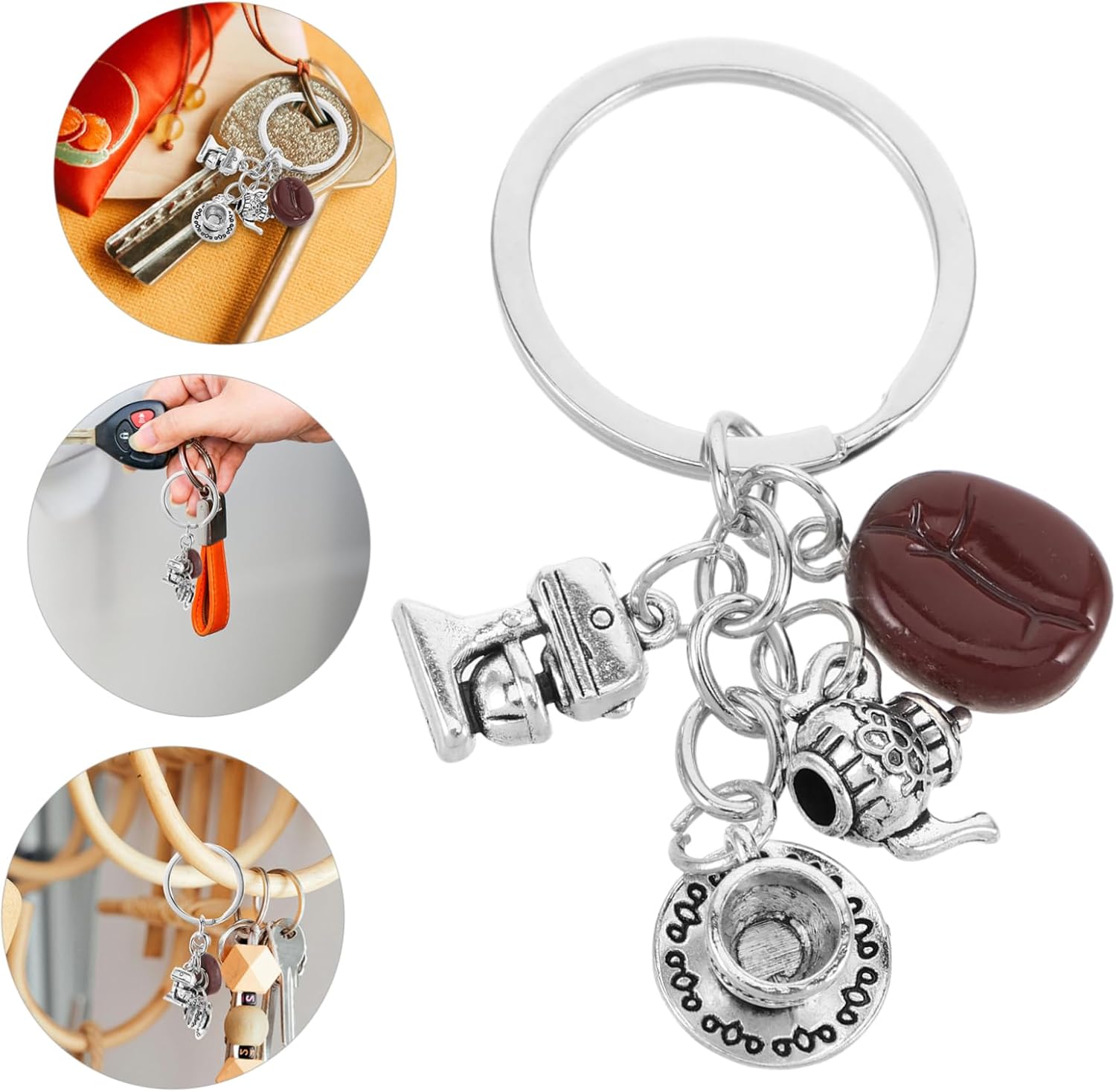 IMIKEYA 2pcs Cute Coffee Bean Keychain