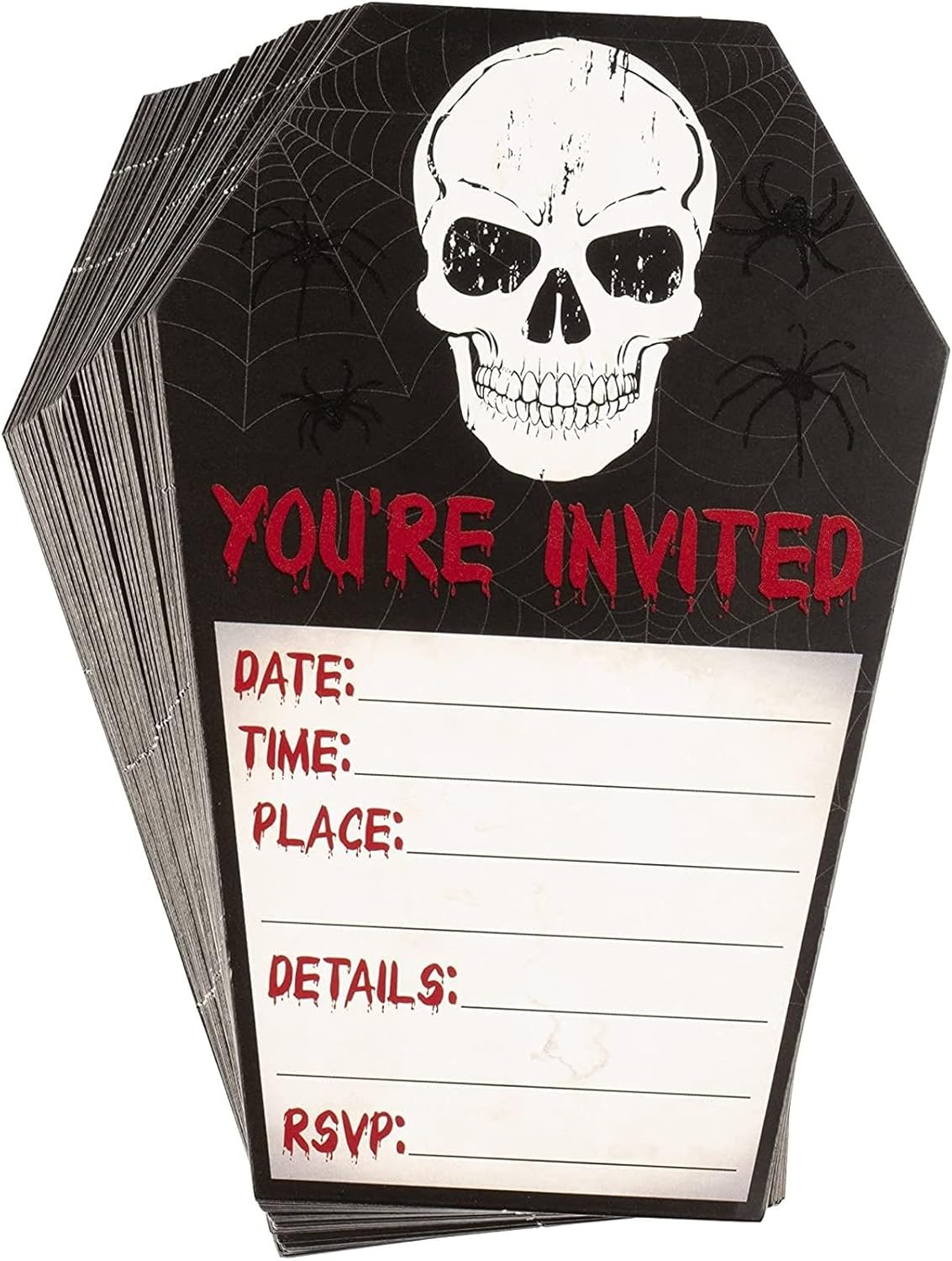 Juvale Halloween Invitation Cards 60-Pack Skull Design