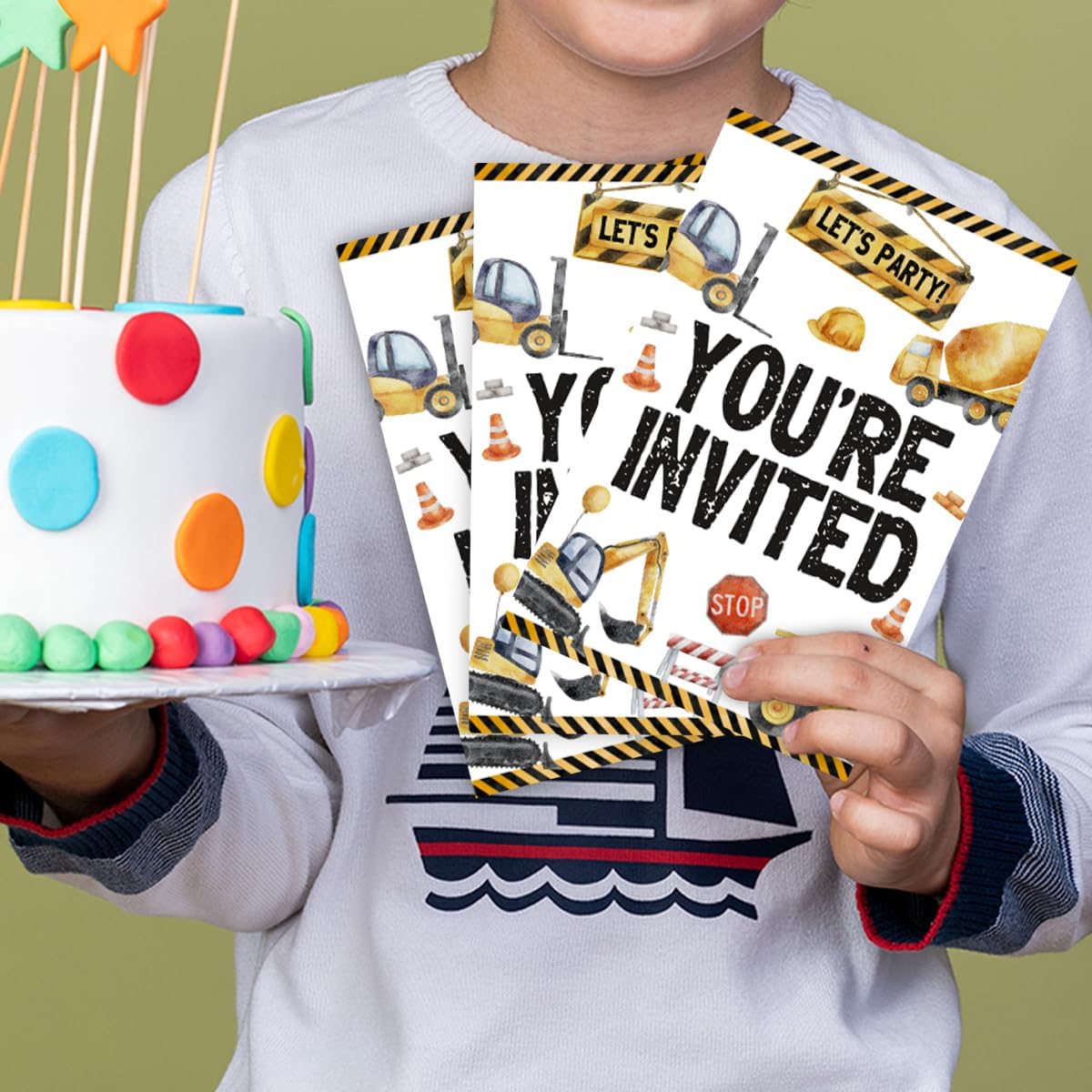 Construction Birthday Party Invitations with Dump Truck Design