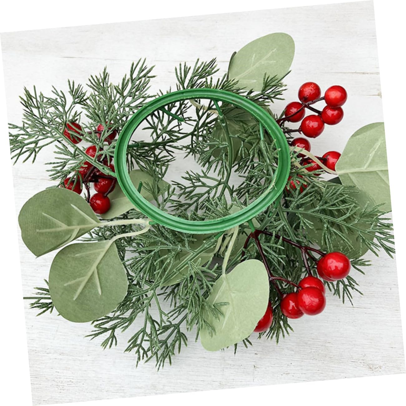 VOSAREA Christmas Candle Wreath with Pine Cones and Poinsettia