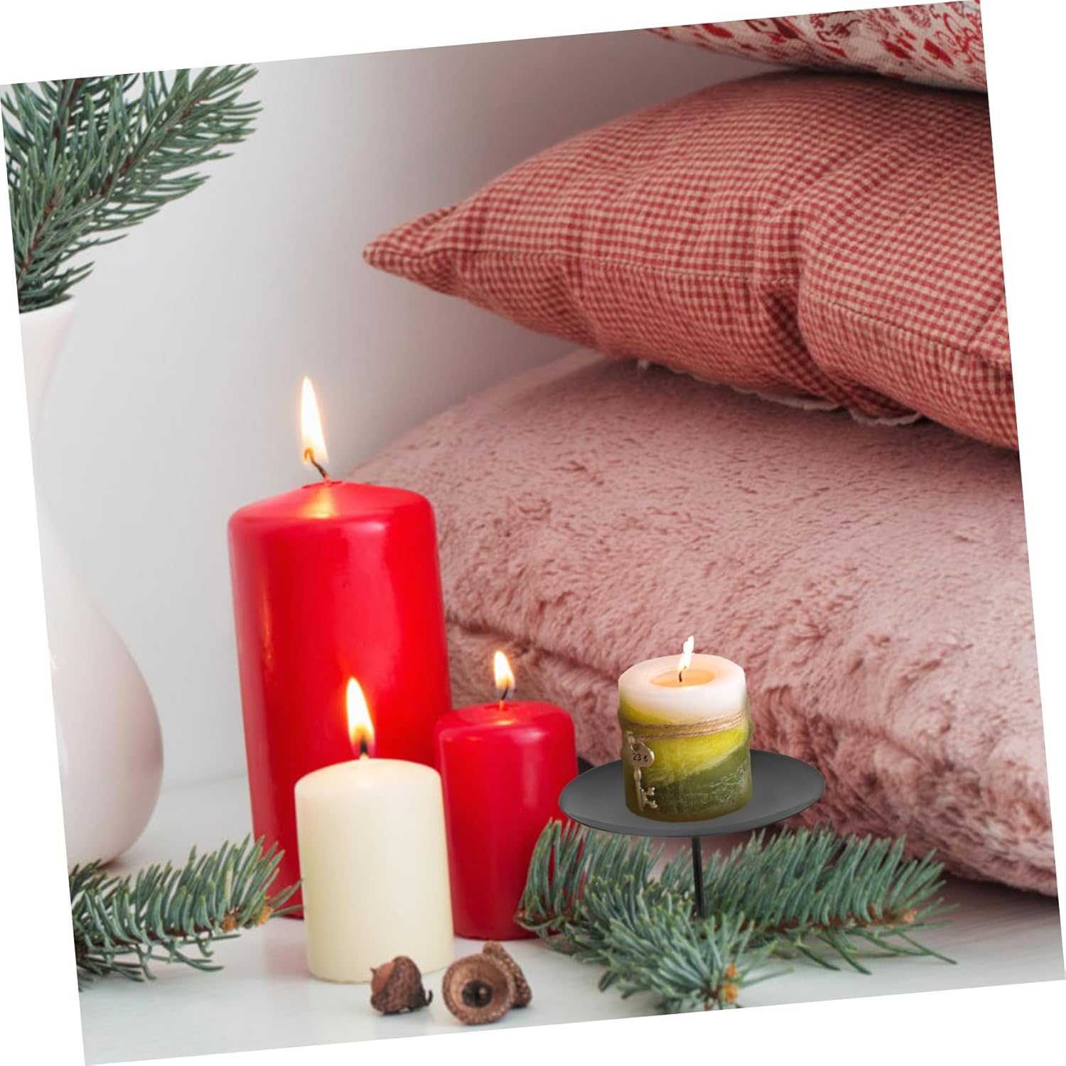 12pcs Christmas Wreath Candle Holders Set