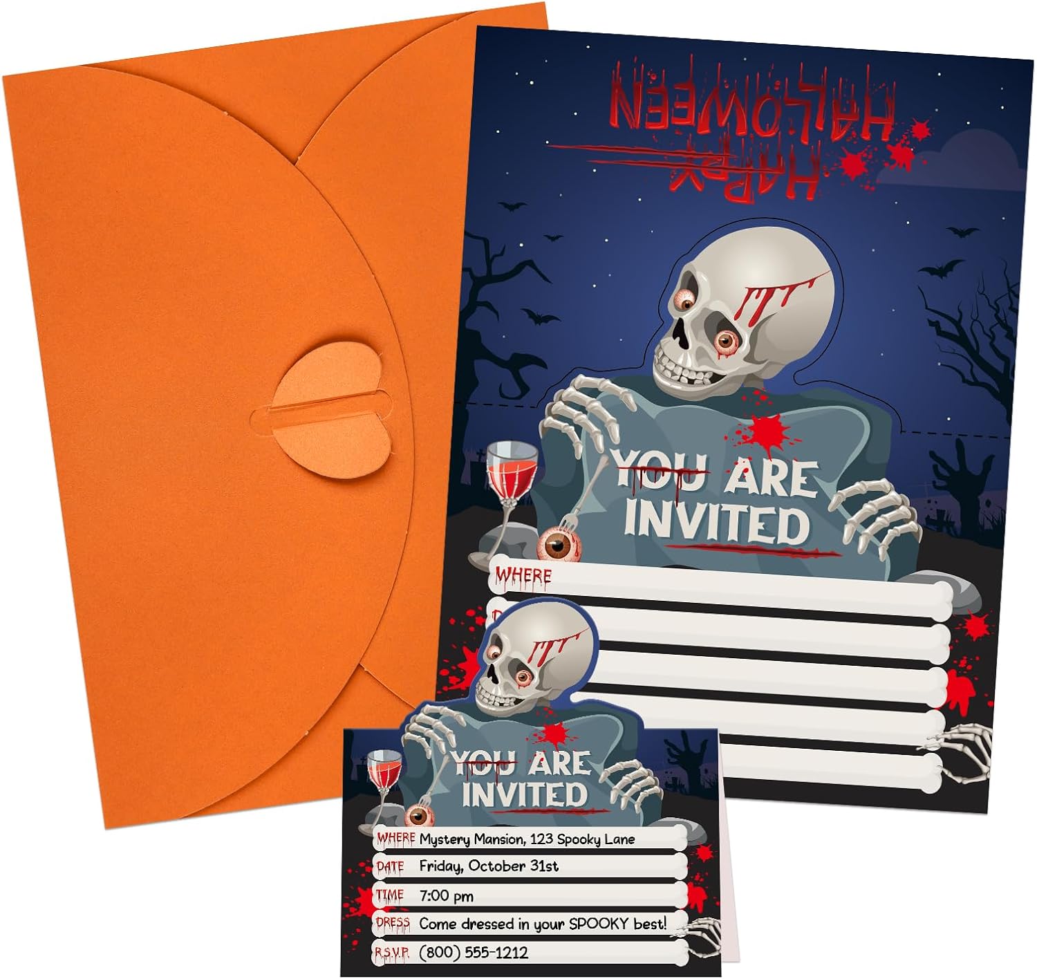 D24TIME Halloween Invitation Cards 12Pcs Set