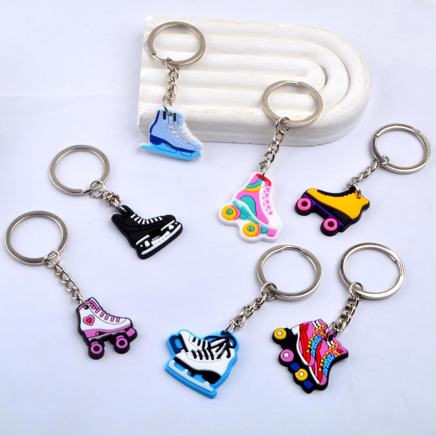 12pcs Roller Skate Keychains Keyring Bag Charm Party Decor