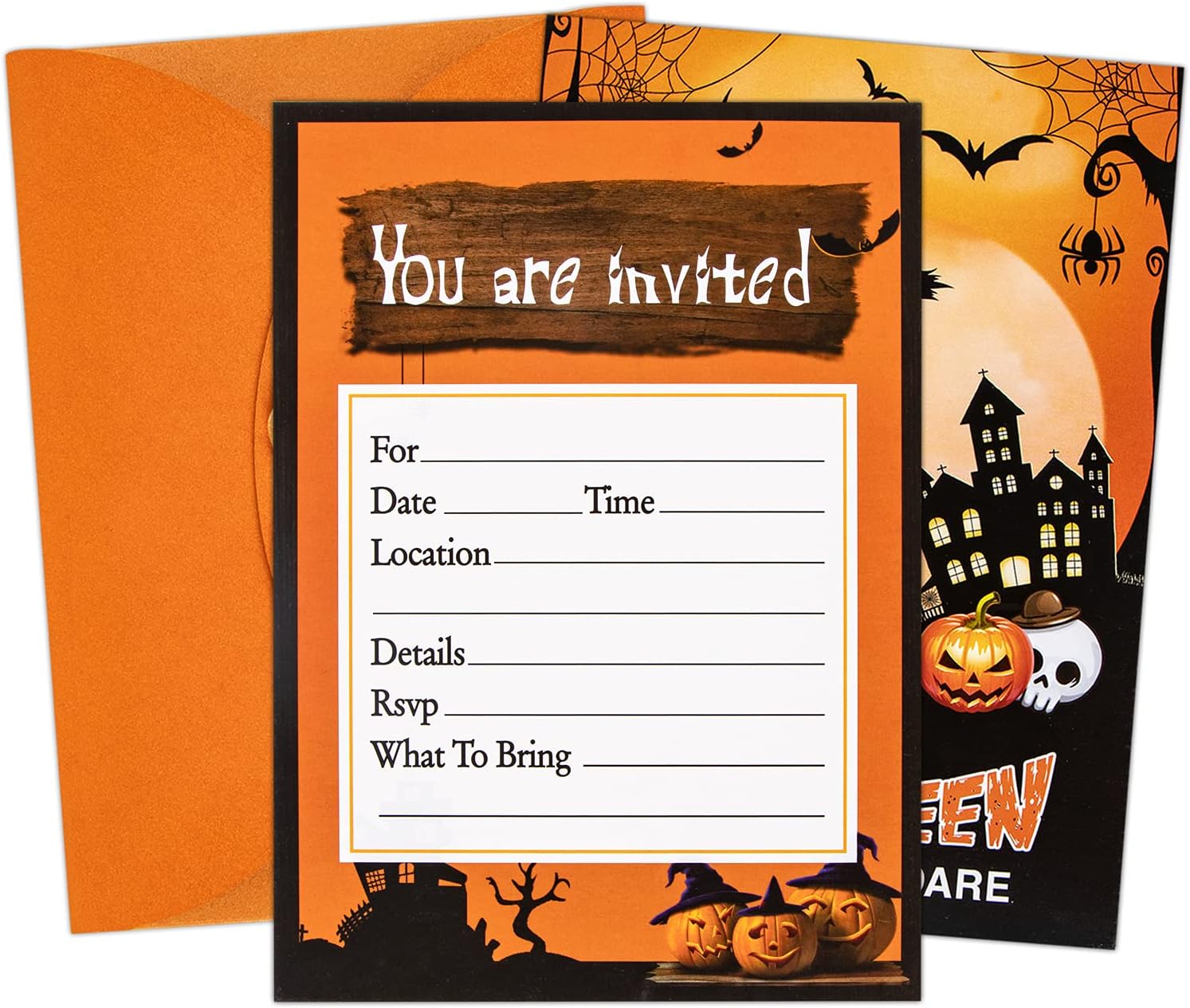 XJF Halloween Party Invitation Cards for Kids 5x7 12pcs with Envelopes